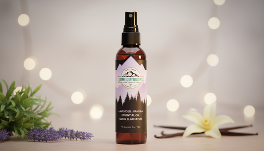 Lumi Lavender Vanilla Room Spray, highlighting natural ingredients