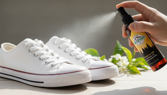 Natural tea tree oil spray refreshing stinky sneakers for odor elimination