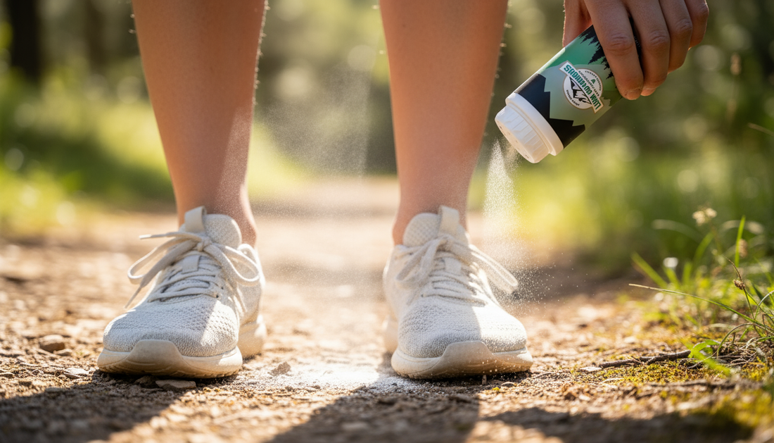 Fresh, dry feet with best foot powder applied, ready for the day in comfortable shoes