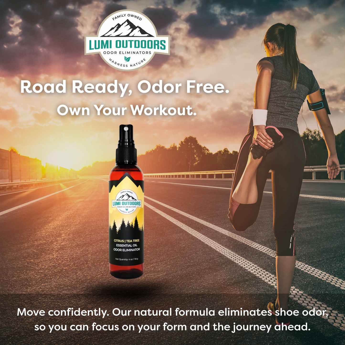 Lumi Outdoors Natural Shoe Deodorizer Spray | Citrus & Tea Tree