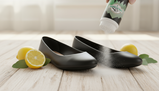 Fresh women's flats with natural deodorizing elements for odor control
