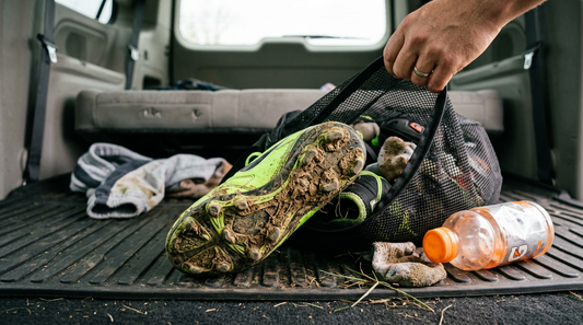 Smelly youth soccer cleats left in the back of a minivan after practice