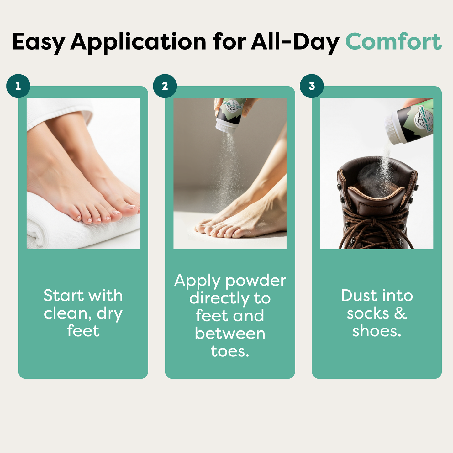 Lumi Outdoors Natural Shoe Deodorizer Powder | Energizing Lemongrass