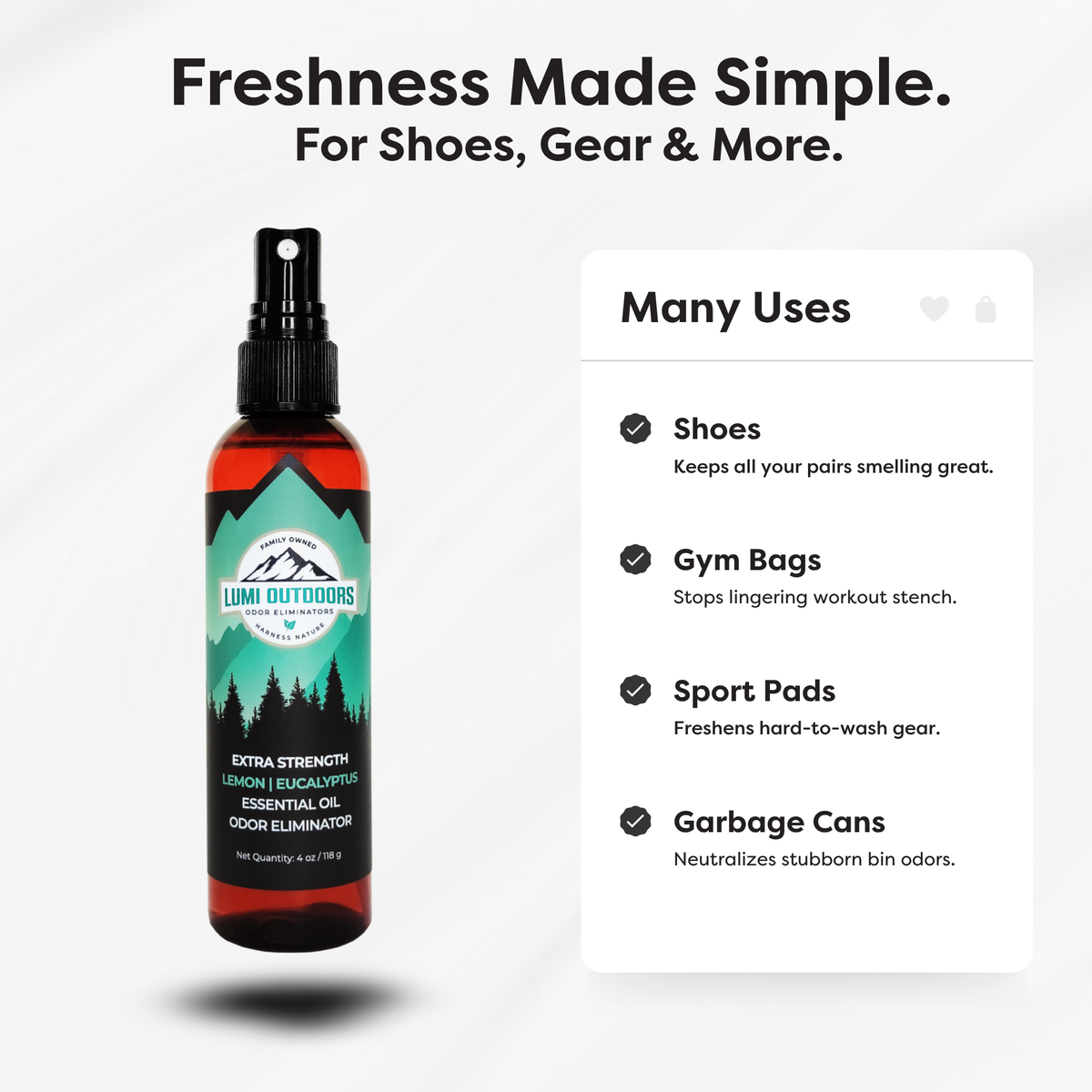 Natural Shoe Deodorizer Spray | Lemon & Eucalyptus