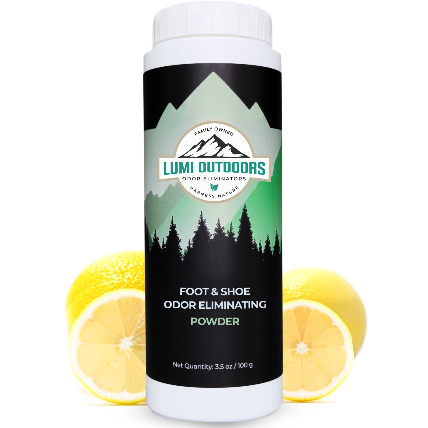 Lumi Outdoors Natural Shoe Deodorizer Powder | Energizing Lemongrass