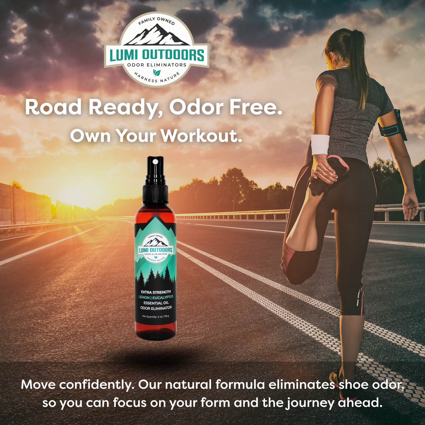 Lumi Outdoors Natural Shoe Deodorizer Spray | Lemon & Eucalyptus